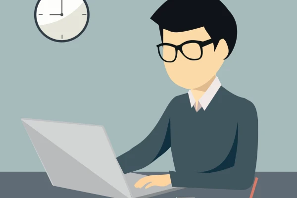 2979212 pessoa trabalhando em um computador ou laptop vetor