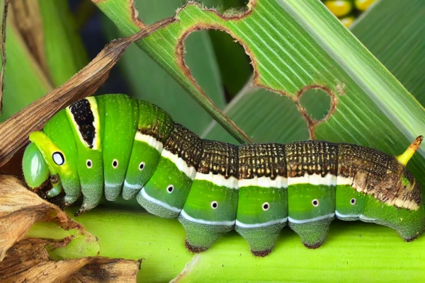 DALL·E 2024 08 02 17.19.38 – A detailed image of a Spodoptera frugiperda caterpillar, commonly known as the fall armyworm or lagarta do cartucho. The caterpillar has a cylindrical
